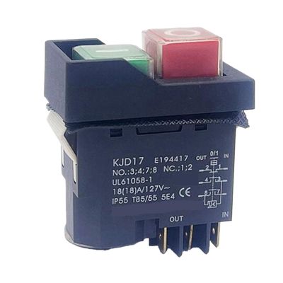 6 Pins Electromagnetic Start Push Button Switches 18A AC127V IP55 Waterproof Equipment Safety Switch