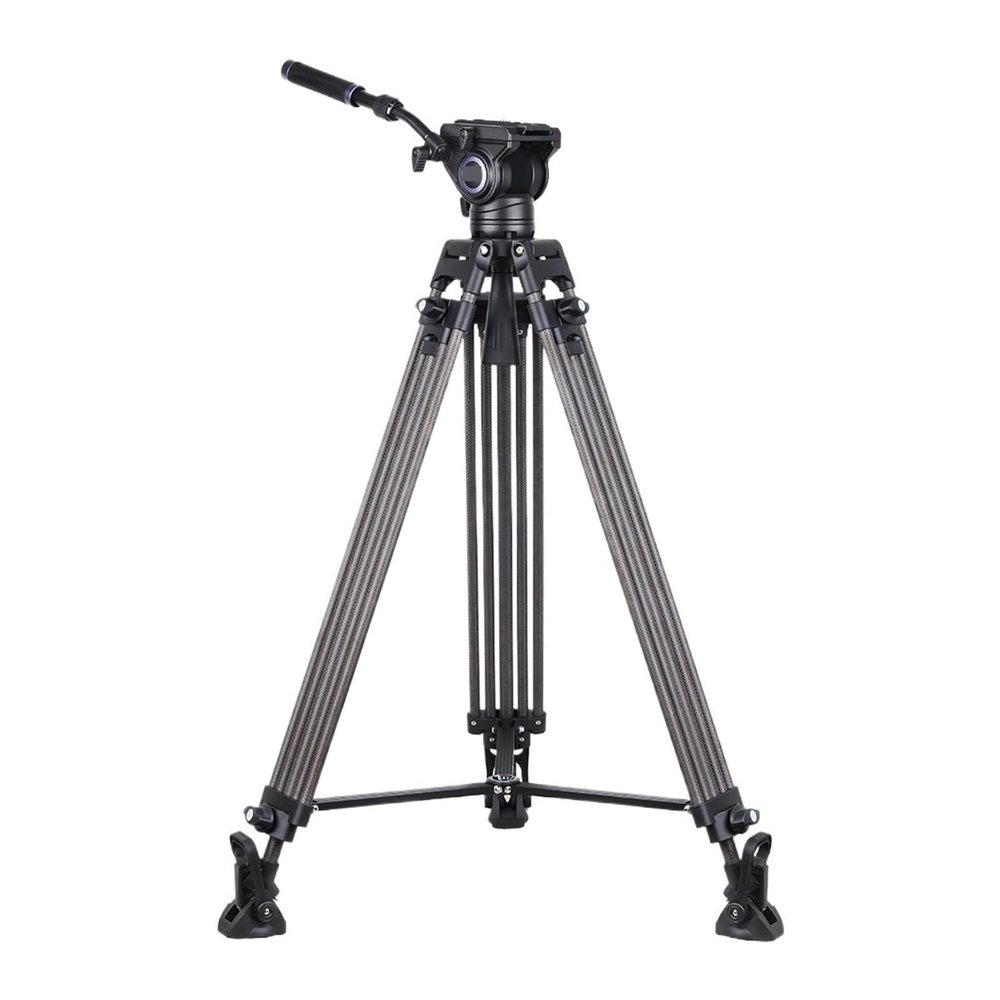 QXCIVR VT80C Carbon Fiber Video Tripod Hydraulic Video Head Tripod for DSLR Camera Camcorder Slider 1.86m 12kg Load(VT80C add F80)