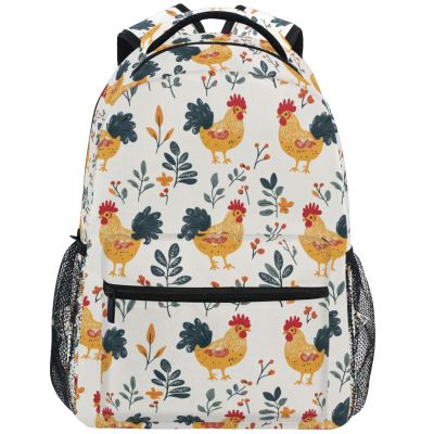 ZZKKO Country Rooster Farmhouse School Backpacks Book Bag for Boys Girls Travel Hiking Camping Daypack Work Laptop Backpack