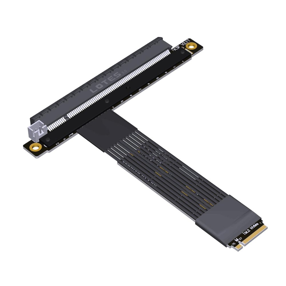 ADT-Link PCIe 5.0 M.2 NGFF NVMe Key M Flat Extender Cable to PCIE x16 Graphics Card Riser Adapter 16x PCI-e PCI-Express for M2 2230 2242 2260 2280 (K43SF-BK, 10cm)