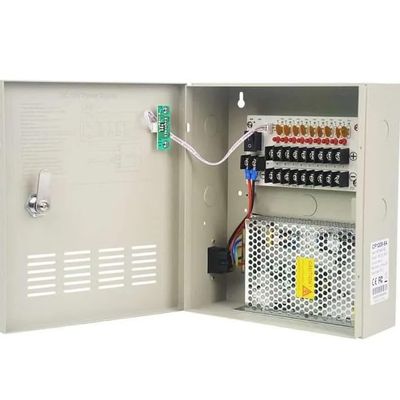 CP1209-5A 12V DC 9-Channel Power Distribution Box  5 Amps Output, 110V AC Input, Regulated and Filtered, Surge Protected, PTC Fuse Protection, LED Indicators, Metal Enclosure