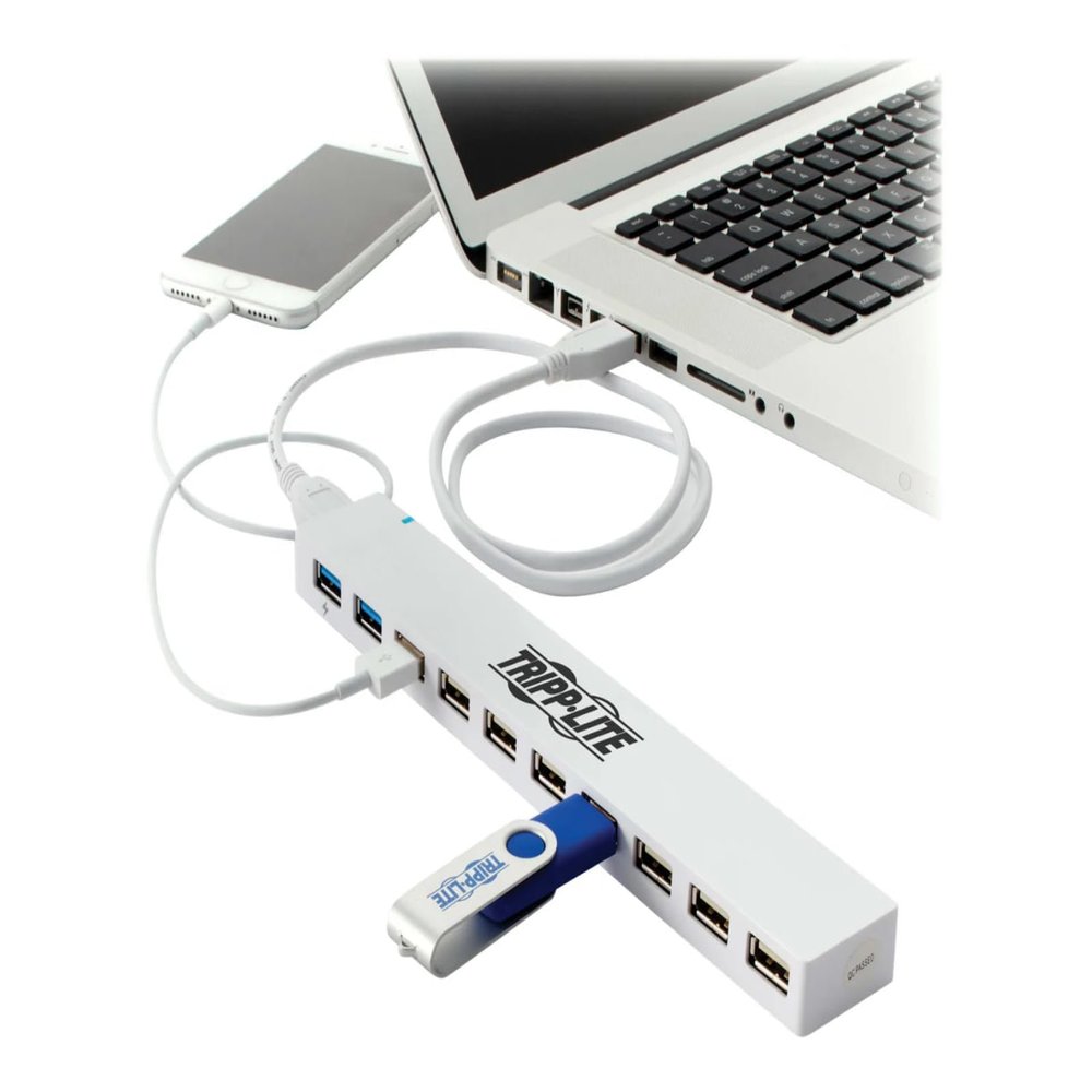 Tripp Lite U360-010C-2X3 10-Port Powered USB Hub, 2 USB 3.0 5Gbps + 8 USB 2.0, 4A AC Adapter, Desktop Data & Charging for Laptop PC Mac (10 Pack)