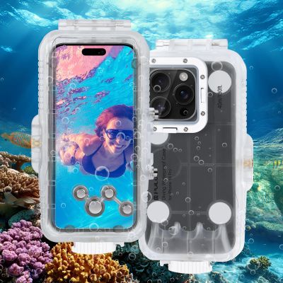 Underwater Case for iPhone 16 Pro, YicDofu 40m/130ft IPX8 Waterproof Diving Housing Shockproof Protective Shell for Snorkeling with 1/4" Screw Hole for Tripod Mount