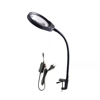 MVUYO Flexible Hands Free Magnifier Lamp Clip-on Magnifier Desk Lamp Reading Large Lens Illuminated Magnifier(E)