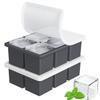 Large Ice Cube Tray for Whiskey: FDDBI Silicone Ice Cube Trays with Lid - 2Pack Big Square Old Fashioned Ice Cube Maker for Cocktail - 2inch Huge Cubed Ice Trays for Whisky view 1