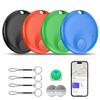 4-Pack Bluetooth Tracker Work with Apple Find My (iOS Only), 100dB Loud Sound Item Locator, Smart Key Finder for Wallets, Luggage, Backpacks, 4 Lanyards & 2 Spare Batteries Included view 1