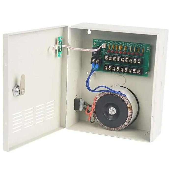 CP2418-10A 24V AC 18-Channel Power Distribution Box  10 Amp Output, 110V AC Input, PTC Fuses, Surge Protected, Regulated and Filtered, LED Indicators, Durable Metal Enclosure