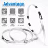 100Pcs Heavy Duty Metal Cable Zip Ties Stainless Steel Self-locking Cable Tie (150 x 4.6mm-100Pcs) view 4