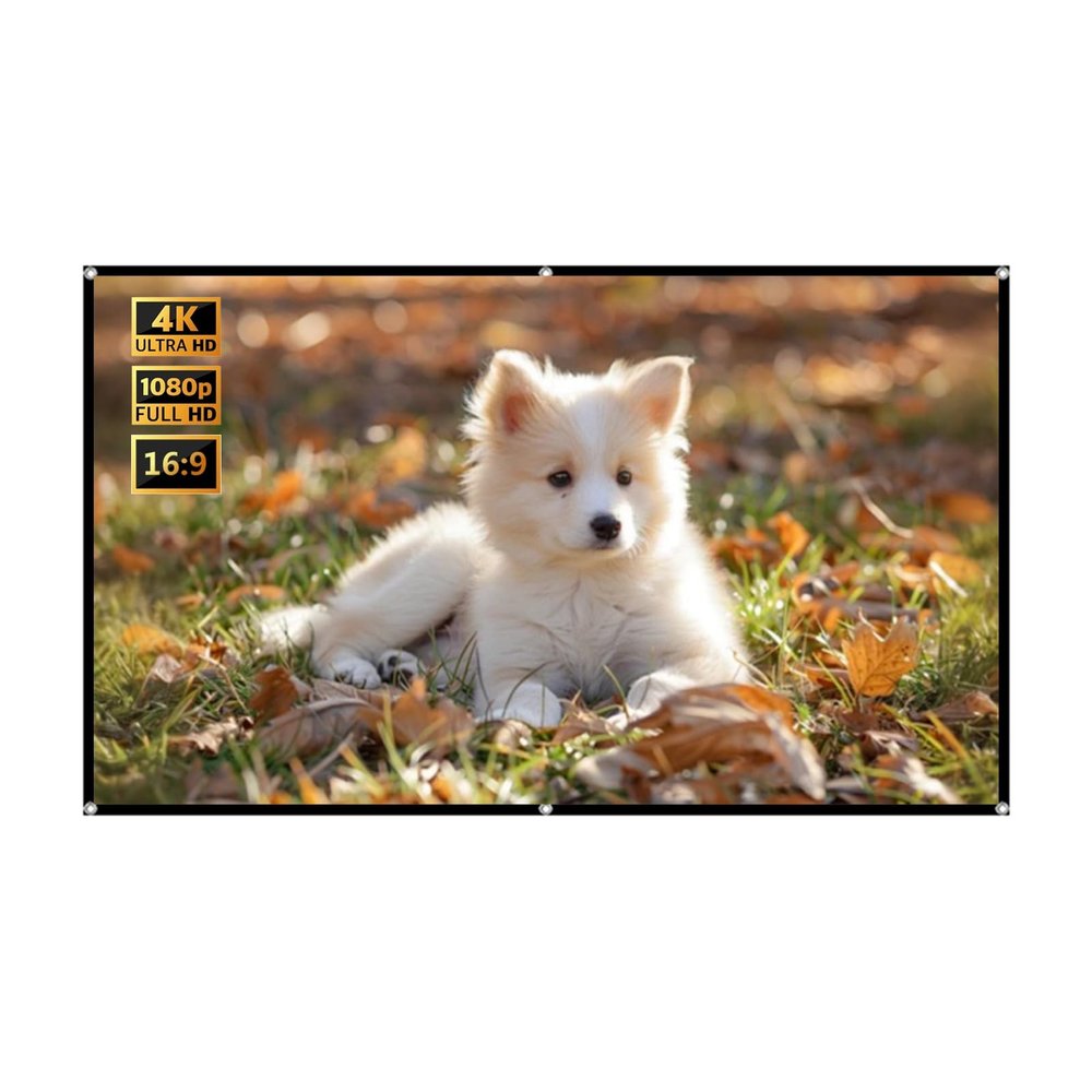 60" 72" 84" 100" 120" 130" Foldable Portable Projector Movies Screens, 16:9 4K HD Wall-Mounted Projection Screen for Indoor Outdoor(84" (16:9))