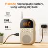 Pocket AM FM Radio:1100mAh Rechargeable Radio Supports Bluetooth, Mini FM AM Receiver with Large Speaker, Stereo Earphone, Sleep Timer, Easy to use for Jogging, Walking - Beige view 4