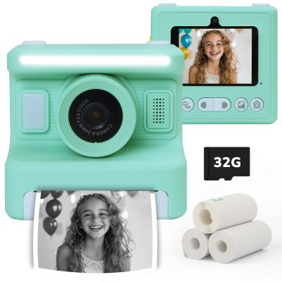 Instant Print Camera for Kids,2.4 Inch Screen Kids Instant Cameras, Christmas Birthday Gifts for Girls Age 3-12, Portable Toddler Toy for 3 4 5 6 7 8 9 10 Year Old Girls Boys Teal