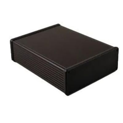 1455T2202BK, Enclosures, Boxes, & Cases Alum w/Plastic Ends 8.66x6.3x2.1" Black