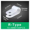 100PCS Cable Clips Nylon Clamp Plastic White Hose Fasteners Durable Mount Fix Hardware Electrical Fitting Wire Management(R x 10.4mm) view 2