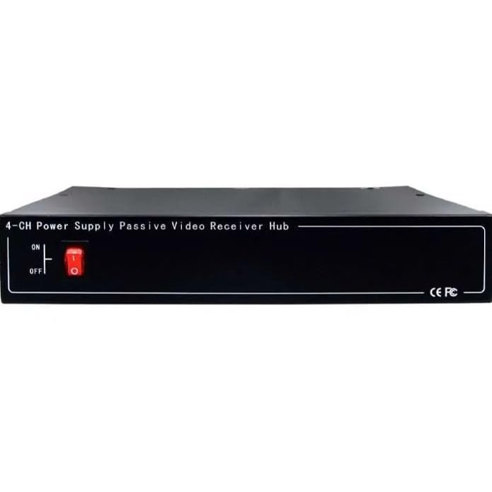 HD-EV04P-VPS 4-Channel HD Video Passive Balun Receiver with 4-Channel 12V DC Power Supply  Compatible with HD-TVI, HD-CVI, AHD, NTSC, PAL & SECAM Cameras