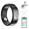 GenXenon Smart Ring for Women Men, Heart Rate/Blood Oxygen/Sleep Tracker/Step Counter, Fitness Ring with Magnetic Charging Case, 5ATM Waterproof for iOS & Android, No Subscription Fee (Black 12-1) view 1