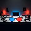 3D Glasses for Movies, Games and TV, Red and Blue Universal Style, Light Design view 3