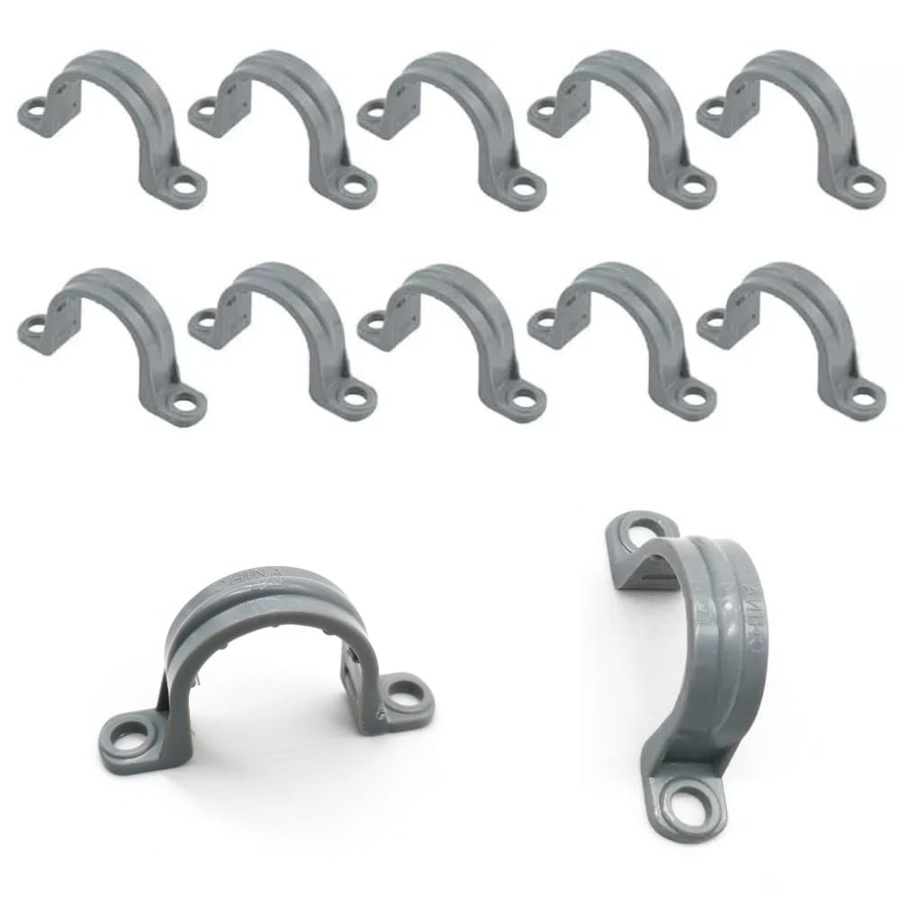 12-Pack 1/2" PVC Pipe Mounting Straps - Plastic Conduit Clamps for Electrical Cables & Plumbing Pipes (2-Hole Design)