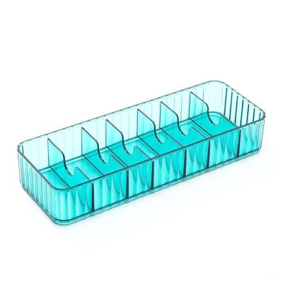 Pilipane Cable Organizer Box Multiple Compartments Remote Control Charger Cord Storage Box for Home Desktop Office Plastic 26x9.5x4.5cm (Transparent Green)