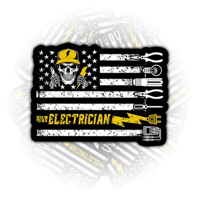 (3 Pcs) Electrician Flag Sticker, Patriotic Electrician Work Quote Vinyl Sticker for Water Bottle Toolbox Hard Hat Helmet Decal, Gifts for Electricians Lineman Blue Collar Workers  3x3 Inches