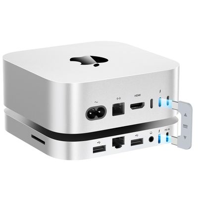 BEELINK EX Mate Mini-A 80Gbps Mac mini M4 Dock & Stand, Dual PCIex2 SSD Slot, Max 16TB Expansion, PD3.0 Port, SD4.0 Card Reader, 2.5G LAN, 2*USB-A 5Gbps for Laptops/Desktop PC/Mini PC