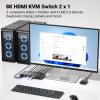 HDMI KVM Switch 1 Monitor 2 Computers, 8K60Hz 4K120Hz USB 3.0 2 Port HDMI KVM Switch for 2 PC Management Via 1 Set of Keyboard Mouse and 1 Monitor view 2