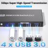 HDMI KVM Switch 1 Monitor 2 Computers, 8K60Hz 4K120Hz USB 3.0 2 Port HDMI KVM Switch for 2 PC Management Via 1 Set of Keyboard Mouse and 1 Monitor view 4