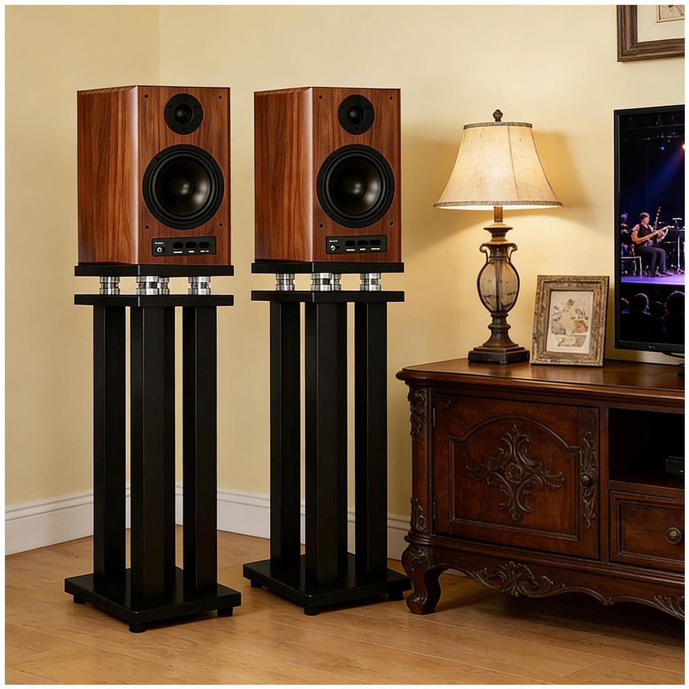 29in Speaker Stands Pair, Floor Speaker Stands for Surround, Universal Speaker Stand, Holds 110lbs, Large Heavy Duty Satellite/Bookshelf Stands for Home Theater/Studio/Living Room (Black, 29in)