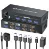 HDMI Displayport KVM Switch 2 Monitors 2 Computers, 8K60Hz 4K120Hz USB 3.0 Dual Monitor HDMI DP KVM Switch for 2 PCs Management Via 1 Set of Keyboard, Mouse and 2 Monitors view 1