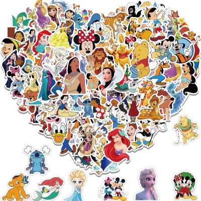 100pcs Cartoon Disney Mix Stickers for Kids, Cute Character Waterproof Vinyl Decal for Adult Teen Boy Girl Water Bottle Laptop Phone Skateboard Guitar Notebook Computer Luggage