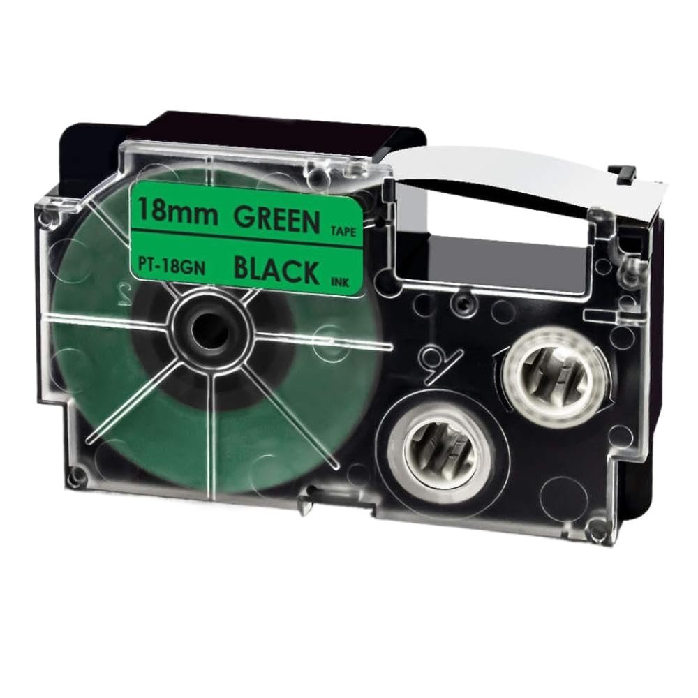 1PK Mixed Color XR-18WE XR-18RD XR-18X XR-18YW XR-18GN 3/4" 18mm Label Tape Works with KL-120 KL-HD1-IH KL-750 KL-780 Compatible Label Maker(Black on Green)