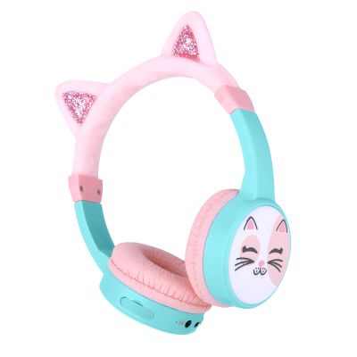 JBUNION Cat Ear Kids Headphones, Bluetooth Wireless Headphones for Kids, 85dBA Volume Limited, FunShare, Girls Toddlers Children Headset for School/Learning/iPad/Travel
