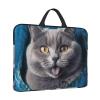14 inch Laptop Sleeve with Handle Shockproof Laptop Bag Waterproof Computer Cover Bag Blue cat Sticking Out Tongue Briefcase view 1