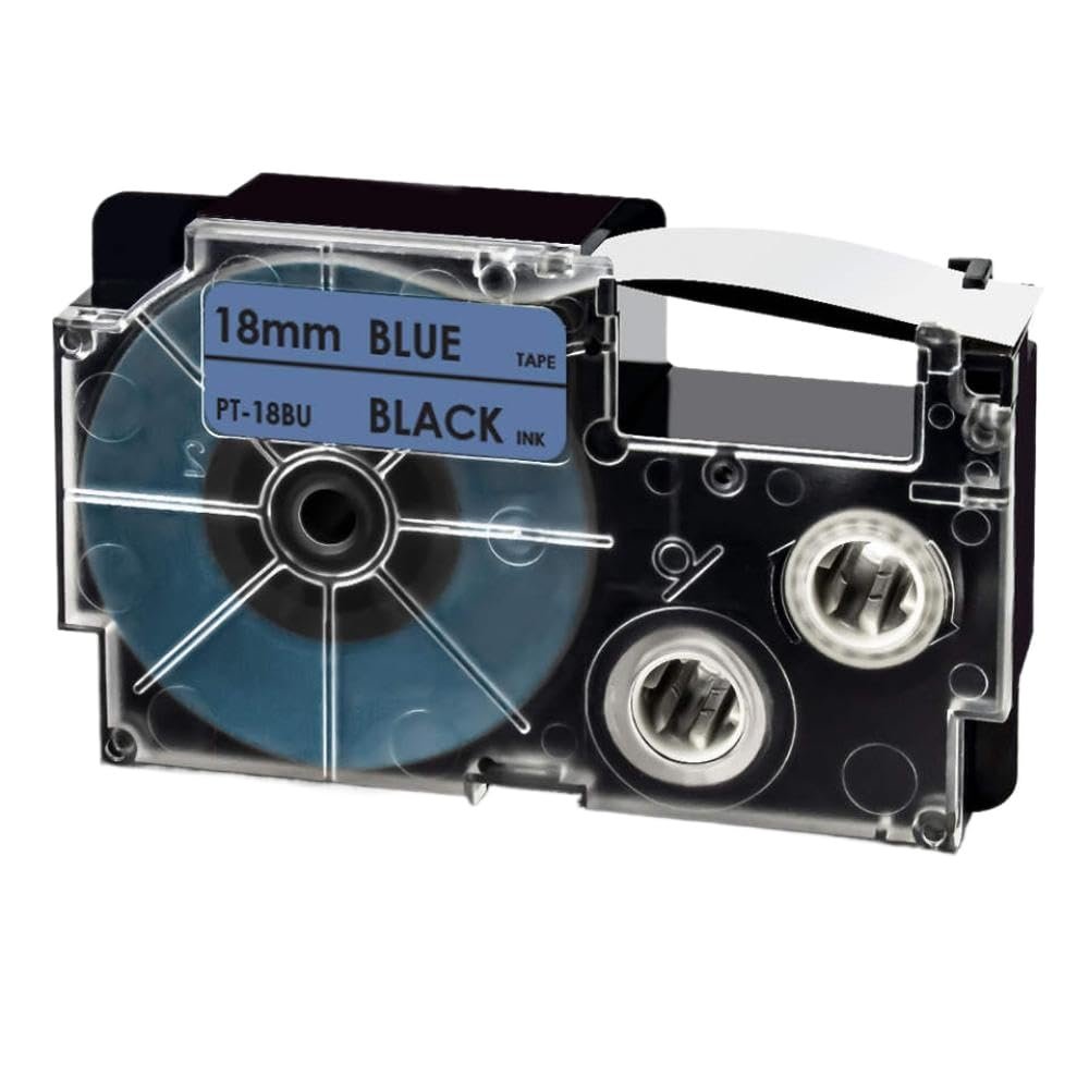1PK Mixed Color XR-18WE XR-18RD XR-18X XR-18YW XR-18GN 3/4" 18mm Label Tape Works with KL-120 KL-HD1-IH KL-750 KL-780 Compatible Label Maker(Black on Blue)