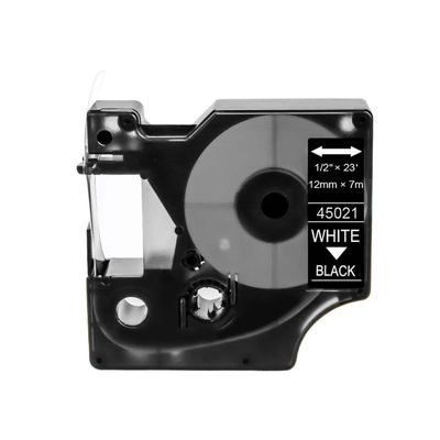 12mm White On Black Label Tape 45021 Compatible with LabelManager Printers D1 100 120P 150 160 200 210D 220P 260P 280 5200