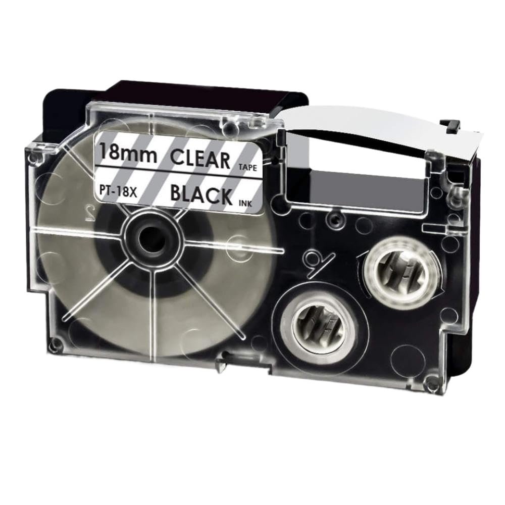 1PK Mixed Color XR-18WE XR-18RD XR-18X XR-18YW XR-18GN 3/4" 18mm Label Tape Works with KL-120 KL-HD1-IH KL-750 KL-780 Compatible Label Maker(Black on Clear)