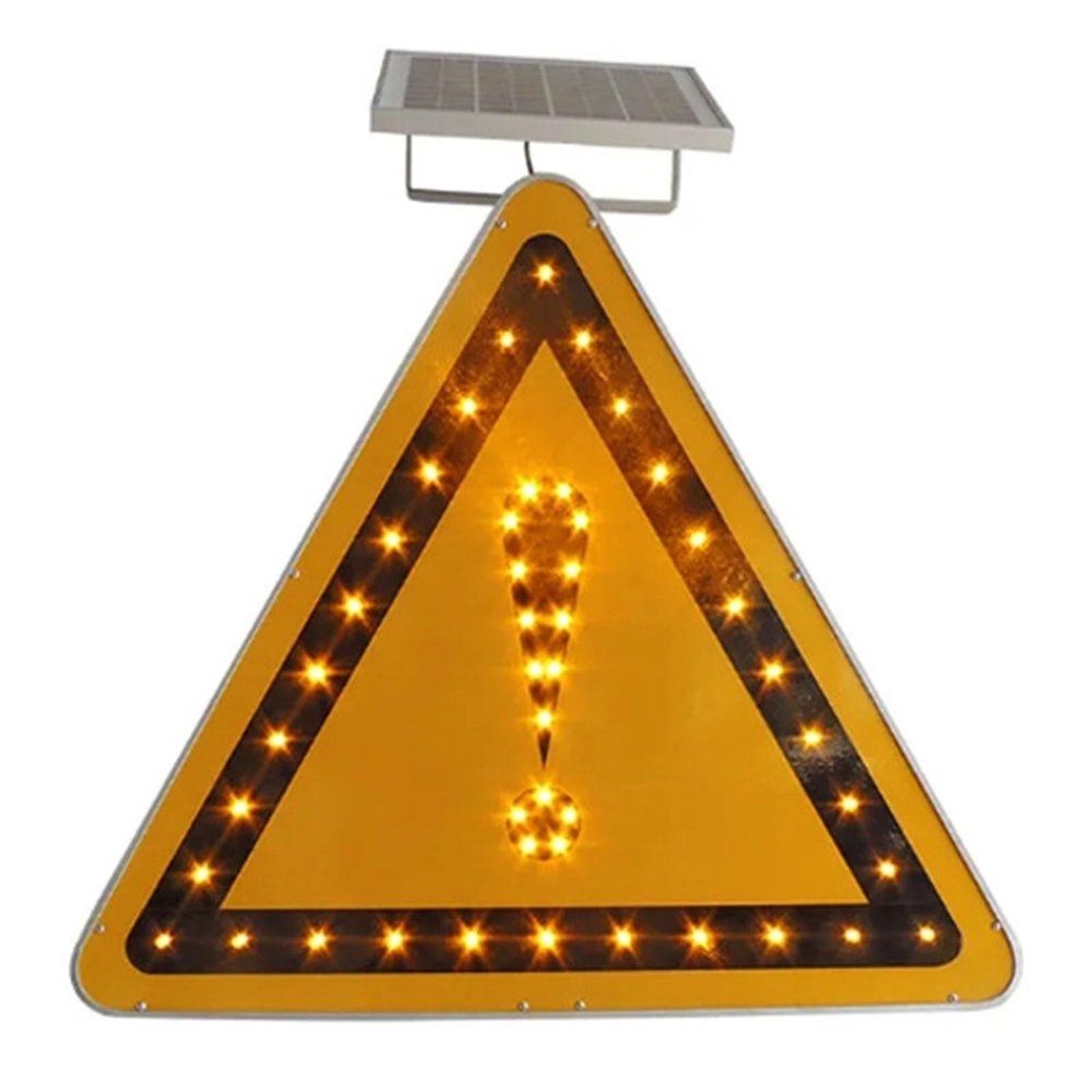 Solar-Yellow Triangle Danger Warning Signs 27.5 Inches Rust-Free Aluminum Street Sign Warning Reflective Easy To Install