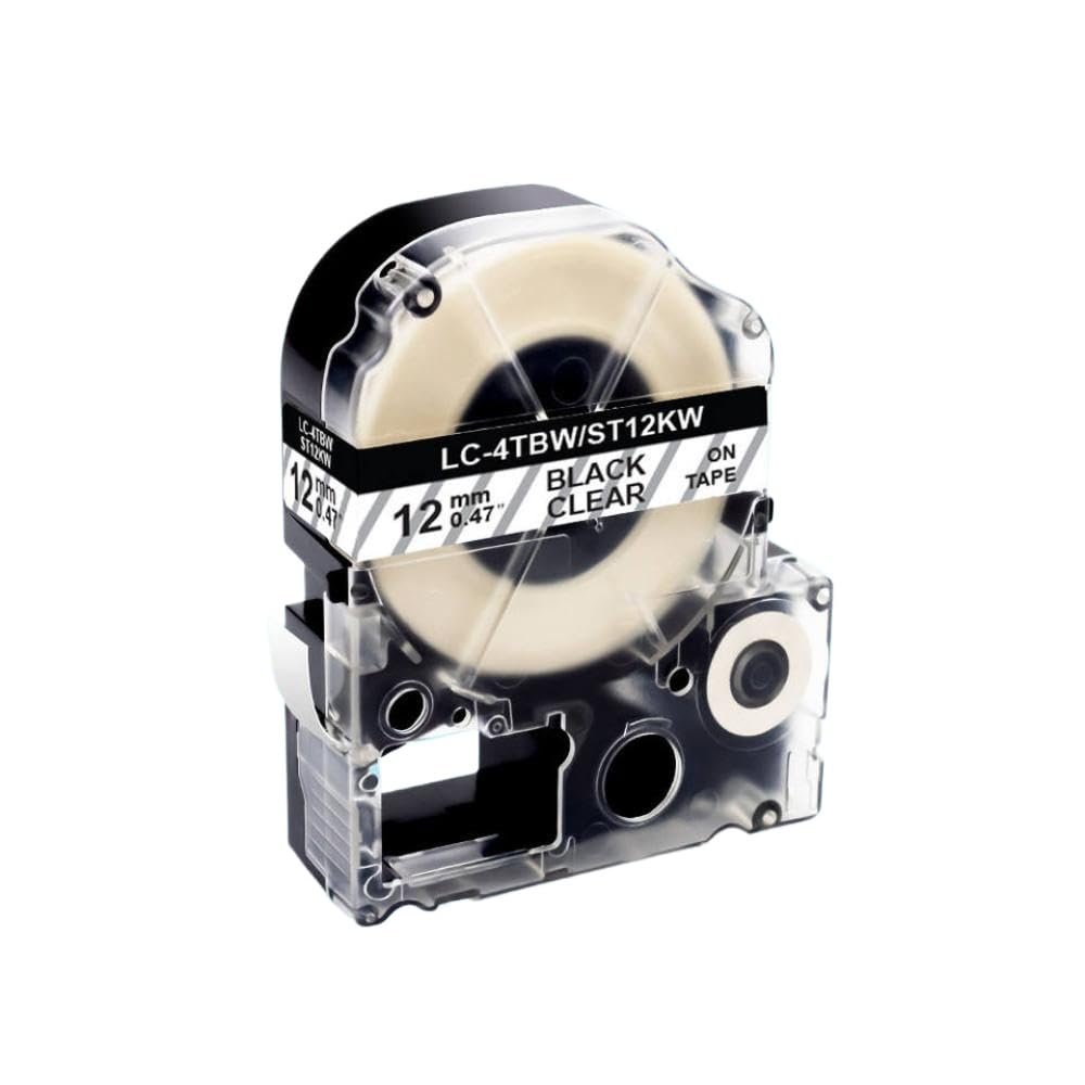 1 PK 12mm ST12KW SS12KW SD12KW SC12GW SC12YW SC12BW SC12RW Label Tape Compatible with Label Printers Like LW300 SR150 LW400 and Similar Models(Black on Clear)