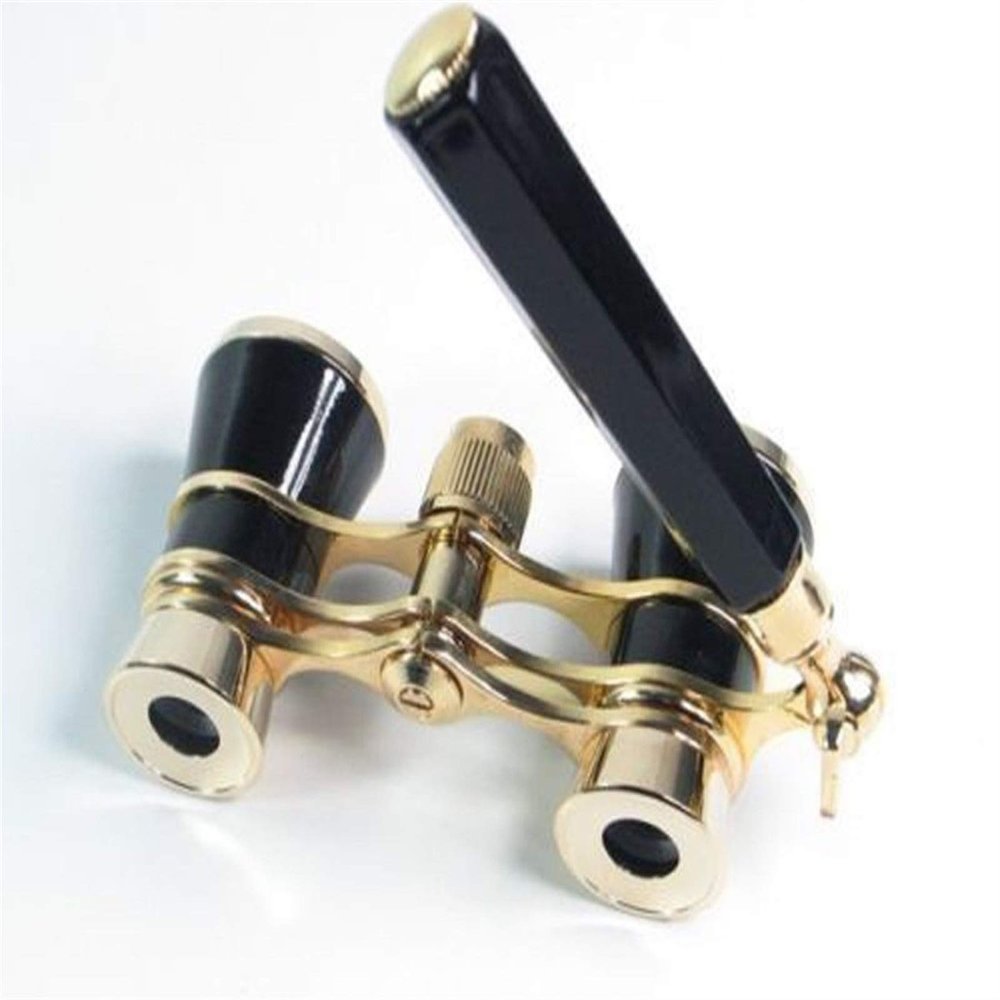 , 3x25 Brass Coated Lens Binocular Telescope Opera Theater Glasses with Retractable Handle for Watching Women Girls Gifts, White