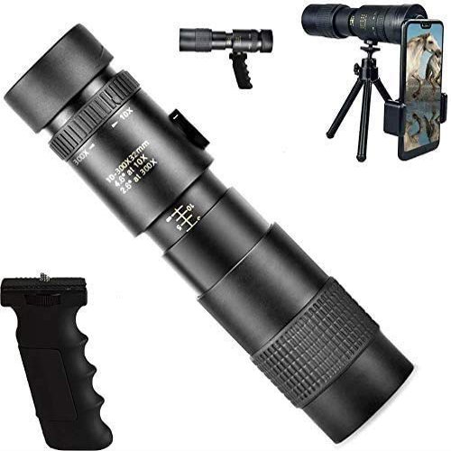 10-300 x 40 mm High Power Monocular, Portable Zoom Lens Waterproof IPX7 with Smartphone Tripod Support for Adult Bird Watching Outdoor Travel Sightseeing