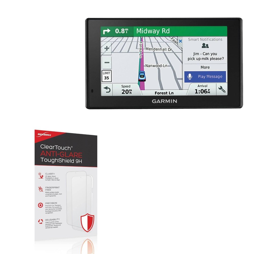 BoxWave Screen Protector Compatible with Garmin DriveSmart 50LMTHD - ClearTouch Anti-Glare ToughShield 9H (2-Pack), Anti-Glare 9H Tough Flexible Film Screen Protector