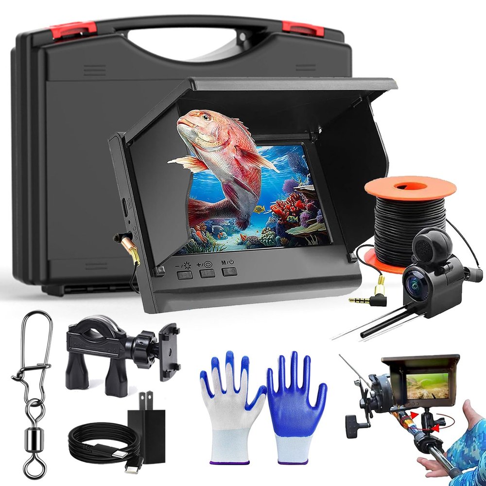 Clearhook Underwater Camera, 4.3-inch HD Portable Clearhook Fishing Camera, 2025 Upgrade Night Vision Fish Finder with 220 Wide View, IP68 Waterproof Ice Fishing Cameras, 50-100ft Cable (100ft/30m)