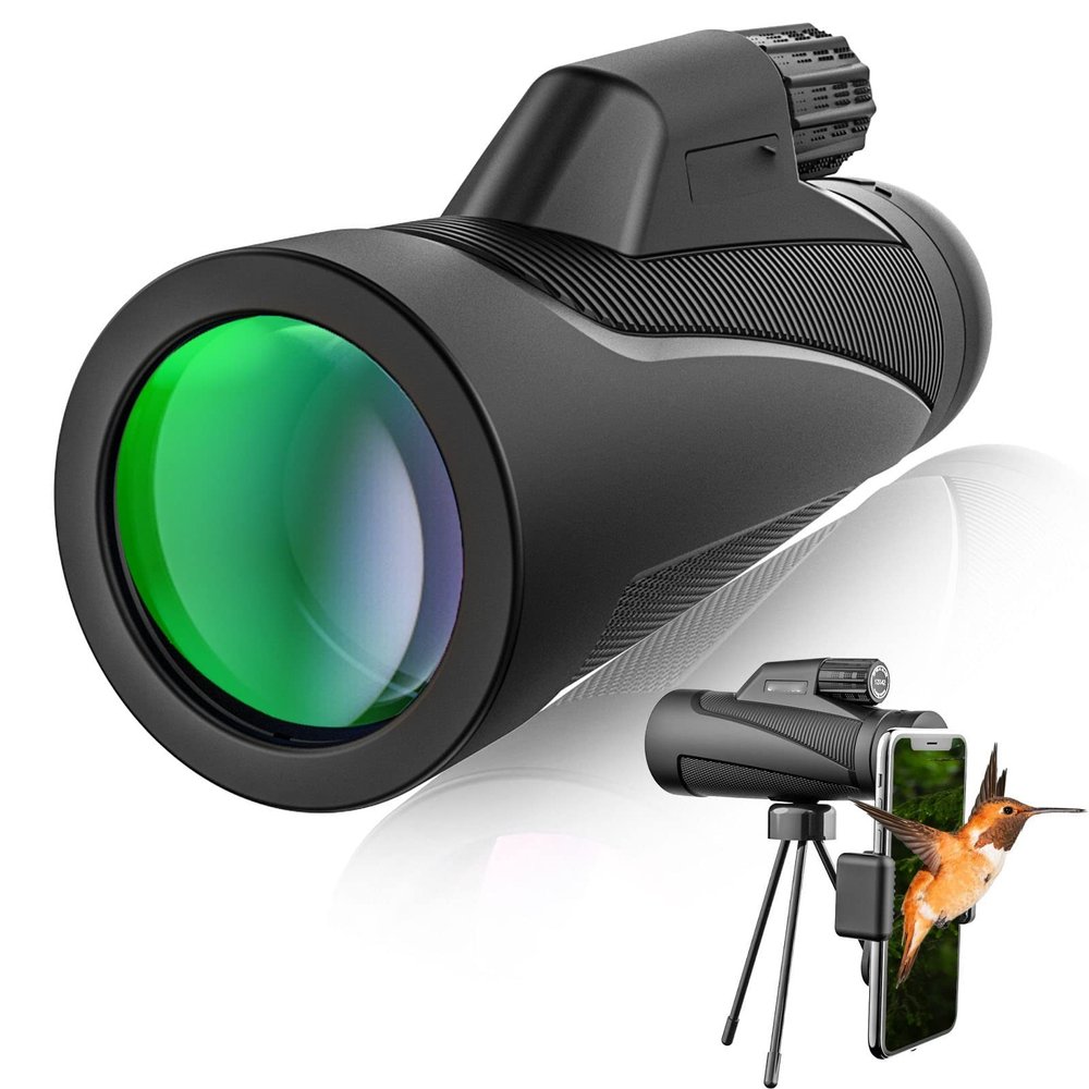 12x42 with Smartphone Holder Tripod for Adults Kids, HD High Power Waterproof Monocular Scope for Bird Watching Hunting Hiking Travel Camping