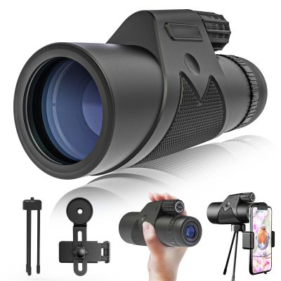 12x42 Waterproof HD with Smartphone Holder Tripod for Adults Kids, High Power Portable Monocular Scope with Clear for Bird Watching Hunting Hiking Travel