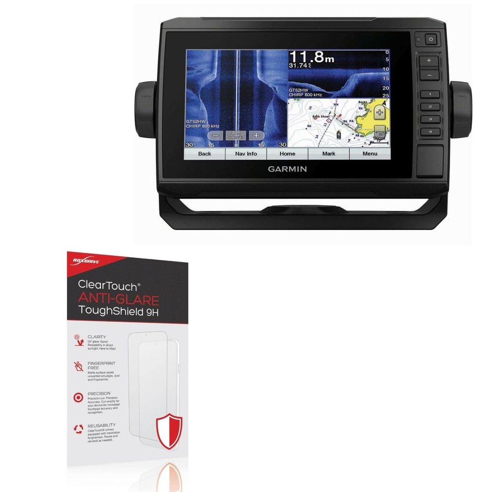 BoxWave Screen Protector Compatible with Garmin echoMAP Plus 75sv - ClearTouch Anti-Glare ToughShield 9H (2-Pack), Anti-Glare 9H Tough Flexible Film Screen Protector