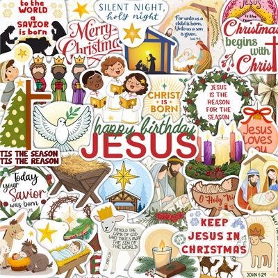 100Pcs Christian Christmas Stickers for Water Bottle - Christian Christmas Gifts, Party Supplies, Decor - Nativity Stickers for Cards - Gift for Women & Men