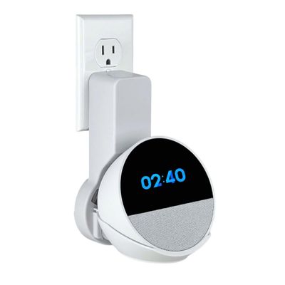NoveraPrime Wall Mount Stand for Spot 2024 & Hopestar H52 (White), Outlet Holder with Hidden Cable Management, No Drill Screws, Space-Saving Smart Speaker Mount for Kitchen, Bathroom, Bedroom, Type 8