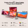 Aura Displays Triple Boost Pro 14" | Premium Triple Portable Monitor Extender | Full Aluminum | Quad Screens | 314 FHD 1080P HDR IPS | USB-C & HDMI | Compatible with 11-18 Laptops view 2