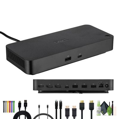Dell SD25 Pro Smart Dock -USB-C Docking Station for 4 Monitor Display Support, USB-C, 130W Power Delivery, 2.5GbE, HDMI 2.1, Dual DP, USB-A & C Ports Bundle