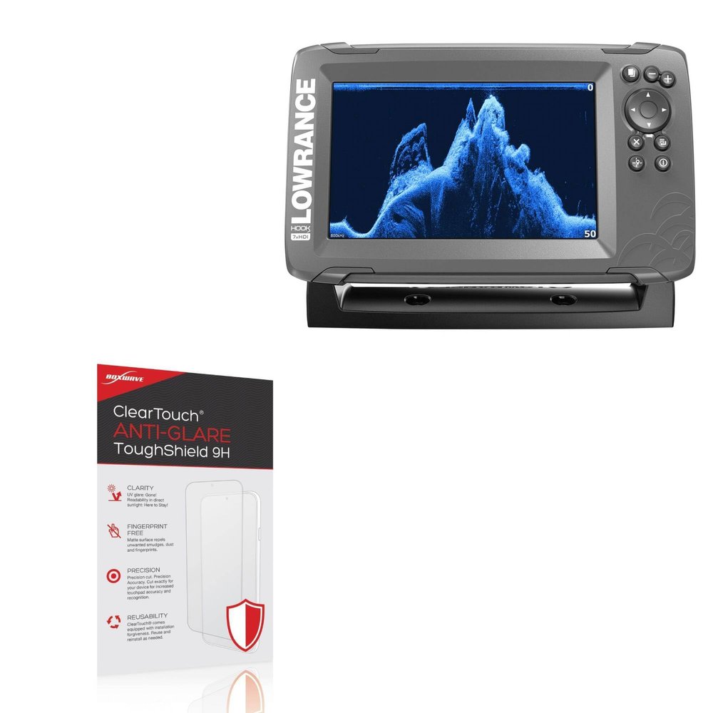 BoxWave Screen Protector Compatible With Lowrance Hook2 7x - ClearTouch Anti-Glare ToughShield 9H (2-Pack), Anti-Glare 9H Tough Flexible Film Screen Protector