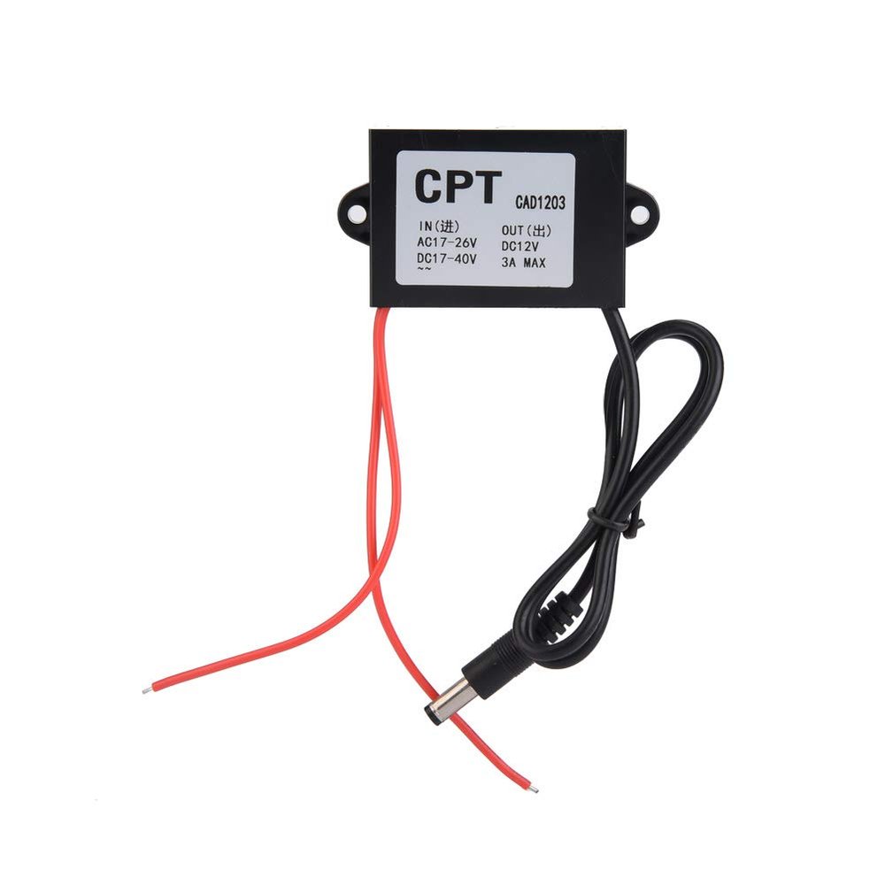 AC DC 24V to 12V Power Converter Regulator, 3A Output for Monitor, Car Audio, Motor, LED Display, with Smart Chip Protection, High Efficiency, Durable Silicone Encapsulation